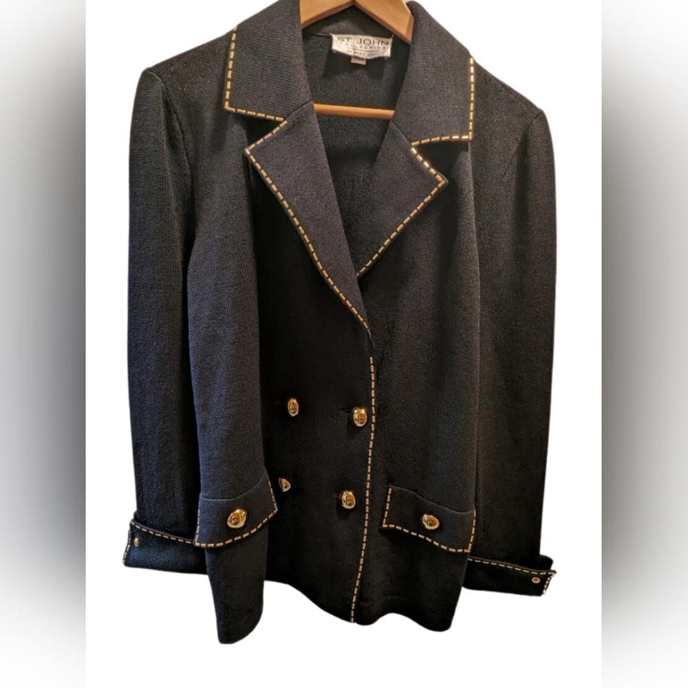 ST.JOHN Santana Knit, Double Breast, Notch Collar, Cardigan/Blazer